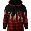 Lily | Red & Black Buffalo Check Elk Patch-Pocket Hoodie - Women