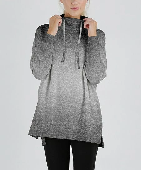 Lily | Gray & White Ombré Drawstring Funnel-Neck Pullover - Women & Plus 1 Lily | Gray & White Ombré Drawstring Funnel-Neck Pullover - Women & Plus