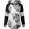 Lily | White & Black Floral Curved-Hem Hoodie - Women