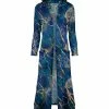Lily | Blue & Gold Static Pocket Hooded Open Duster - Plus