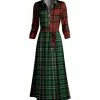 Lily | Red & Green Plaid Color Block Tie-Waist Shirt Dress - Women