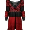 Lily | Red & Black Leopard Contrast Lace-Trim Tunic - Women