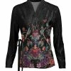 Lily | Black & Purple Paisley Velvet Wrap Top - Plus