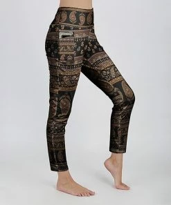 Lily | Black & Brown Paisley Pocket Leggings - Plus