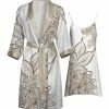 Lily | White & Brown Floral Tie-Waist Robe & Nightgown - Women & Plus