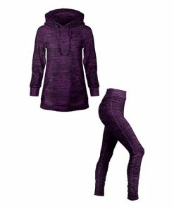 Lily | Dark Purple Striated Hoodie & Leggings - Women