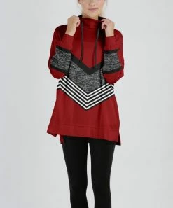 Lily | Red & Black Stripe Chevron Hoodie - Women
