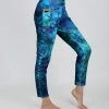Lily | Blue & Turquoise Abstract Pocket High-Waist Leggings - Women