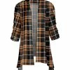 Lily | Black & Rust Plaid Sidetail Open Cardigan - Women