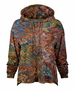 Lily | Orange Marble Loose Fit Front-Pocket Hoodie - Women & Plus