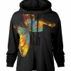 Lily | Black & Yellow Painted Butterfly Loose Fit Front-Pocket Hoodie - Women