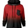 Lily | Red & Black Ombré Chest-Pocket Hoodie - Women