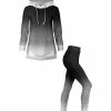 Lily | Black & White Ombré Kangaroo-Pocket Hoodie & Ruched Leggings - Plus