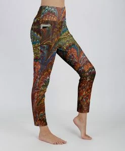 Lily | Rust Marble Pocket High-Waist Leggings - Women