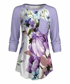 Lily | White & Lavender Floral Raglan Tunic - Women & Plus