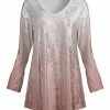 Lily | Pink & White Ombré Velvet V-Neck Tunic - Women