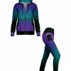 Lily | Purple & Turquoise Ombré Zip-Up Hoodie & Pocket Leggings - Plus