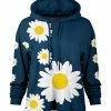 Lily | Navy & White Daisy Loose Fit Patch-Pocket Hoodie - Women & Plus