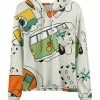 Lily | Cream & Orange Camping Icons Chest-Pocket Hoodie - Women & Plus