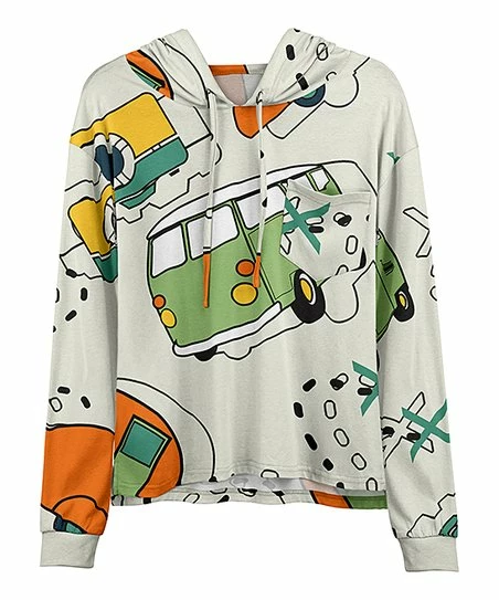 Lily | Cream & Orange Camping Icons Chest-Pocket Hoodie - Women & Plus 1 Lily | Cream & Orange Camping Icons Chest-Pocket Hoodie - Women & Plus