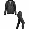 Lily | Black & Gray Heather Zip-Up Hoodie & Side-Pocket Leggings - Women