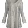 Lily | Silver Velvet V-Neck Tunic - Women