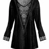 Lily | Black & White Mandala Velvet V-Neck Tunic - Plus