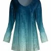 Lily | Blue & White Gradient Velvet V-Neck Tunic - Women