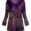 Lily | Purple Paisley Velvet V-Neck Tunic - Plus