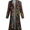 Lily | Black Vintage-Floral Velvet Button-Up Duster - Women & Plus