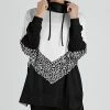 Lily | Black & White Leopard Chevron Hoodie - Plus
