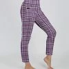 Lily | Pink & Purple Plaid Pocket High-Waist Leggings - Women