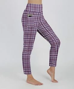 Lily | Pink & Purple Plaid Pocket High-Waist Leggings - Women