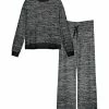 Lily | Black & Gray Marled Sweatshirt & Drawstring Lounge Pants - Women & Plus
