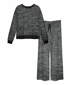 Lily | Black & Gray Marled Sweatshirt & Drawstring Lounge Pants - Women & Plus
