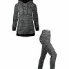Lily | Printed Heather & Black Kangaroo-Pocket Hoodie & Leggings - Women