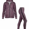 Lily | Mauve Heather & Black Zip-Up Hoodie & Side-Stripe Leggings - Women