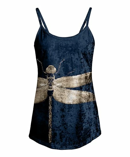 Lily | Navy & Beige Dragonfly Velvet Camisole - Women & Plus 1 Lily | Navy & Beige Dragonfly Velvet Camisole - Women & Plus
