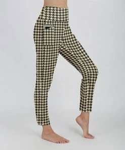 Lily | Black & Beige Houndstooth High-Waist Pocket Leggings - Plus