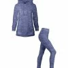 Lily | Blue & White Knit-Print Kangaroo-Pocket Hoodie & Leggings - Women