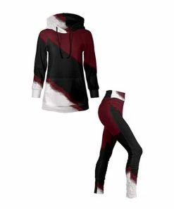 Lily | Red & Black Abstract Hoodie & Leggings - Women