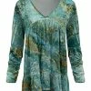 Lily | Turquoise & Gold Abstract Velvet V-Neck Long-Sleeve Tunic - Women