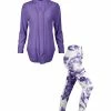 Lily | Purple Cowl Neck Tunic & White Floral Leggings - Women