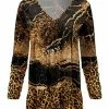 Lily | Black & Tan Leopard Velvet V-Neck Tunic - Women