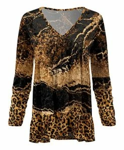 Lily | Black & Tan Leopard Velvet V-Neck Tunic - Women
