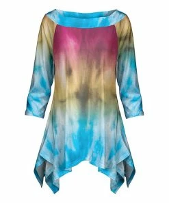 Lily | Aqua & Pink Abstract Sidetail Tunic - Women