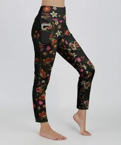 Lily | Black & Pink Floral Pocket High-Waist Leggings - Plus