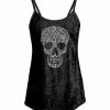 Lily | Black & White Leopard-Fill Skull Velvet Camisole - Women