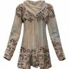 Lily | Black & Brown Arabesque Button Shawl Collar Tunic - Plus