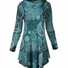 Lily | Turquoise & White Paisley Cowl-Neck Tunic - Women